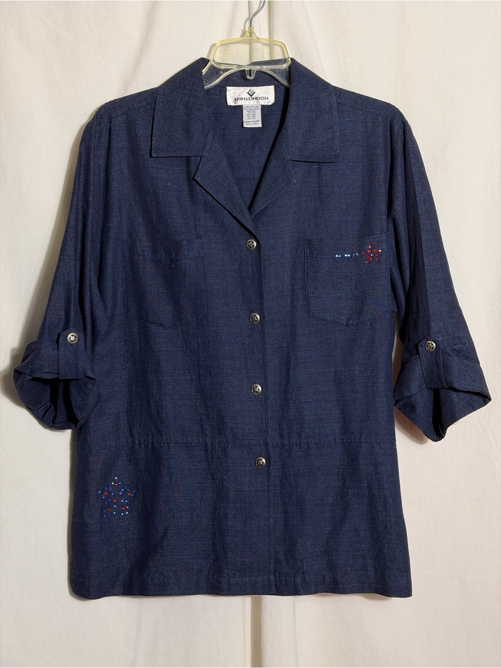 Erin London Linen Blend Button Down Shirt - M